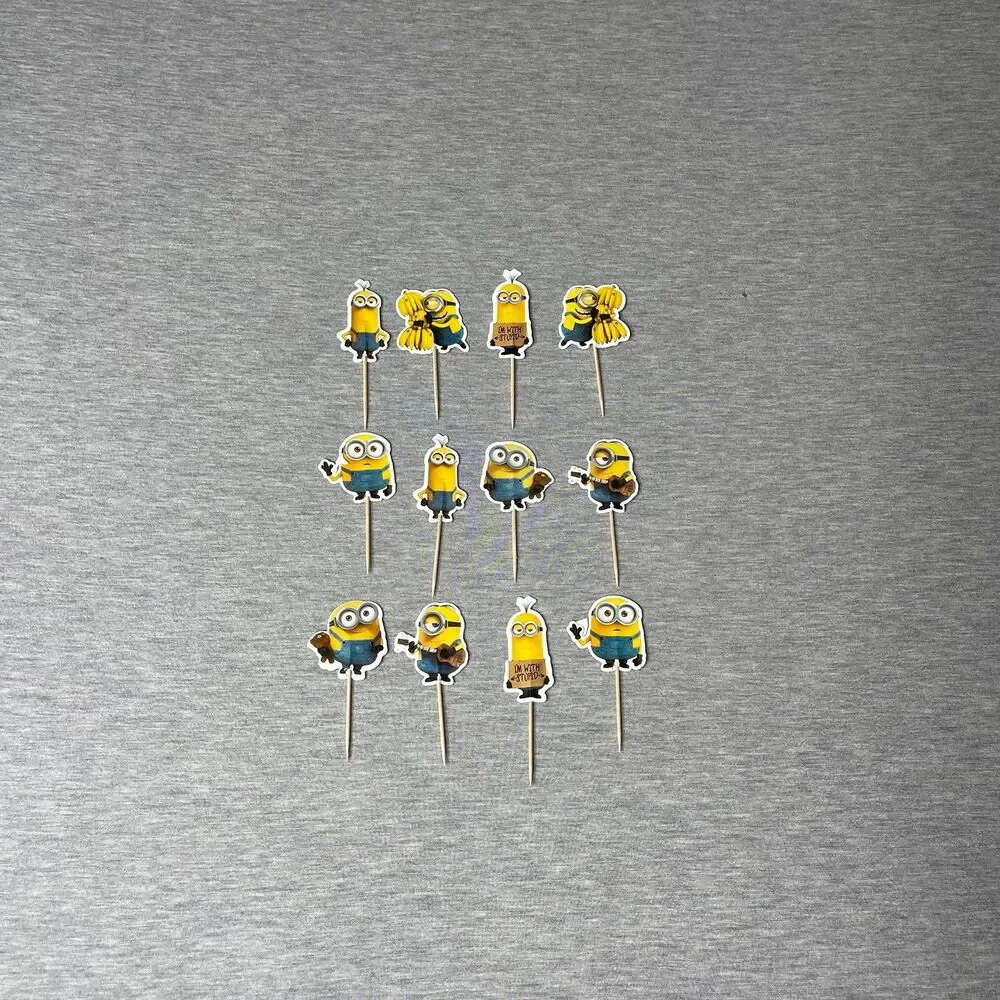 Despicable Me Minions Birthday Cupcake Topper Picks 12 PCS. Set
